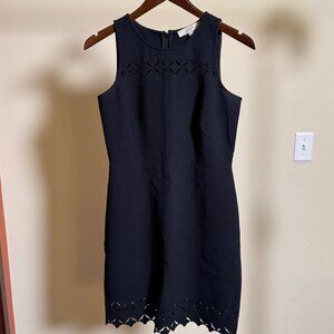 LOFT black laser cut sleeveless shift dress - 4P